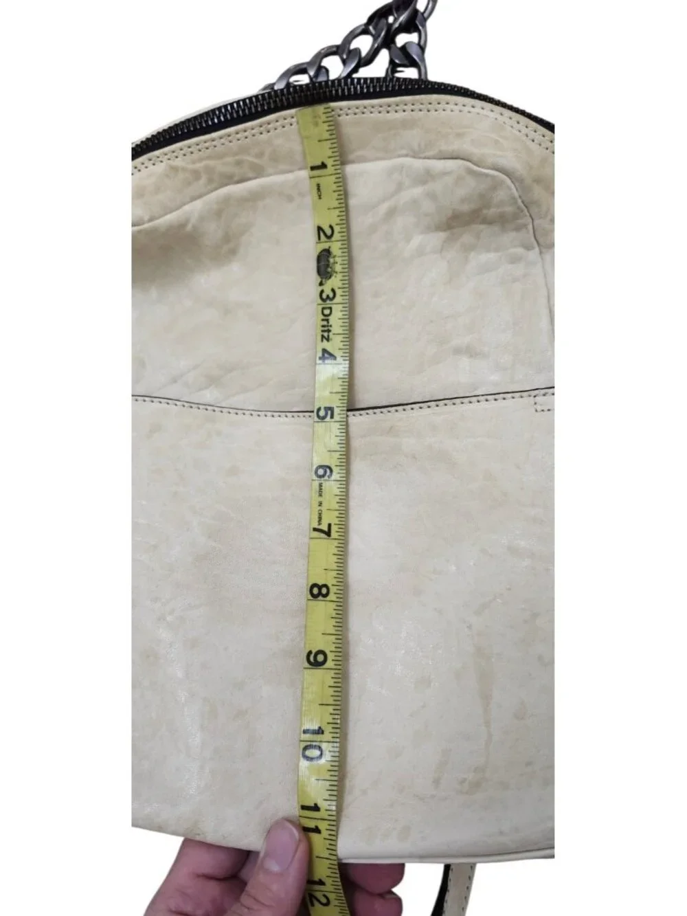 INNUE Made in Italy Ivory Leather Backpack Chain Handle Purse